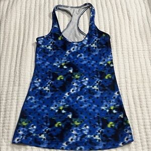 lululemon athletica Blue and Black Patterned Tank Top